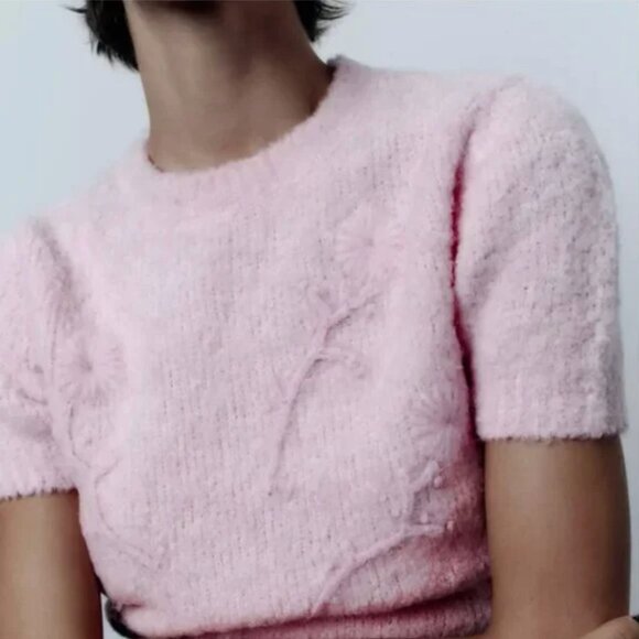 Zara Embroidered Knit Sweater S - Picture 3 of 5